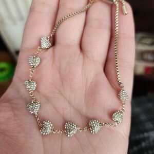 BaubleBar Gold Crystal Heart Bracelet